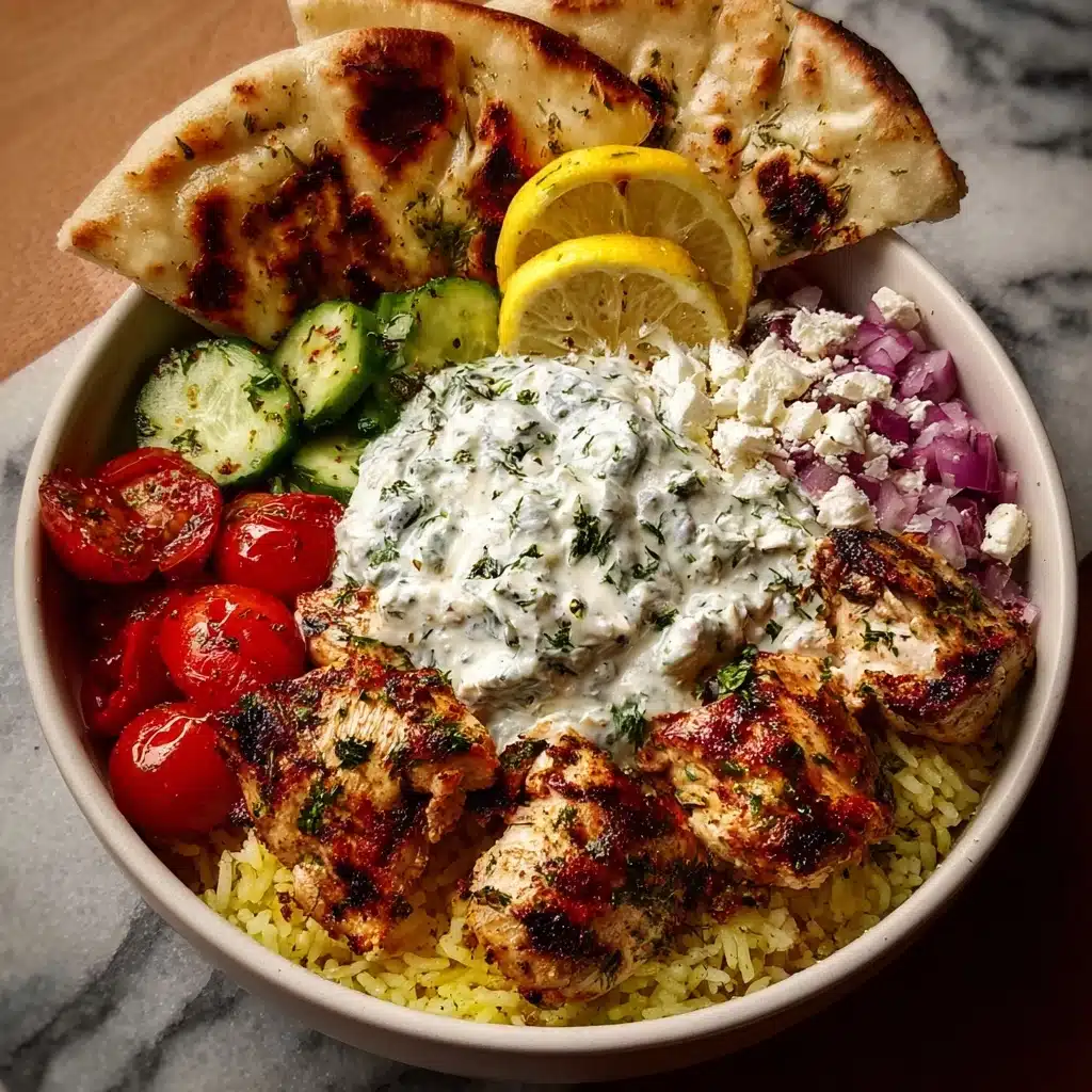 Greek Chicken Souvlaki Bowls & Garlic Sauce Recipe - Recipe Image