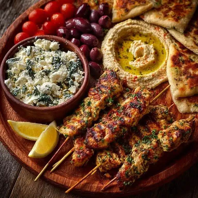 Mediterranean Chicken Skewers with Mezze Sides Recipe