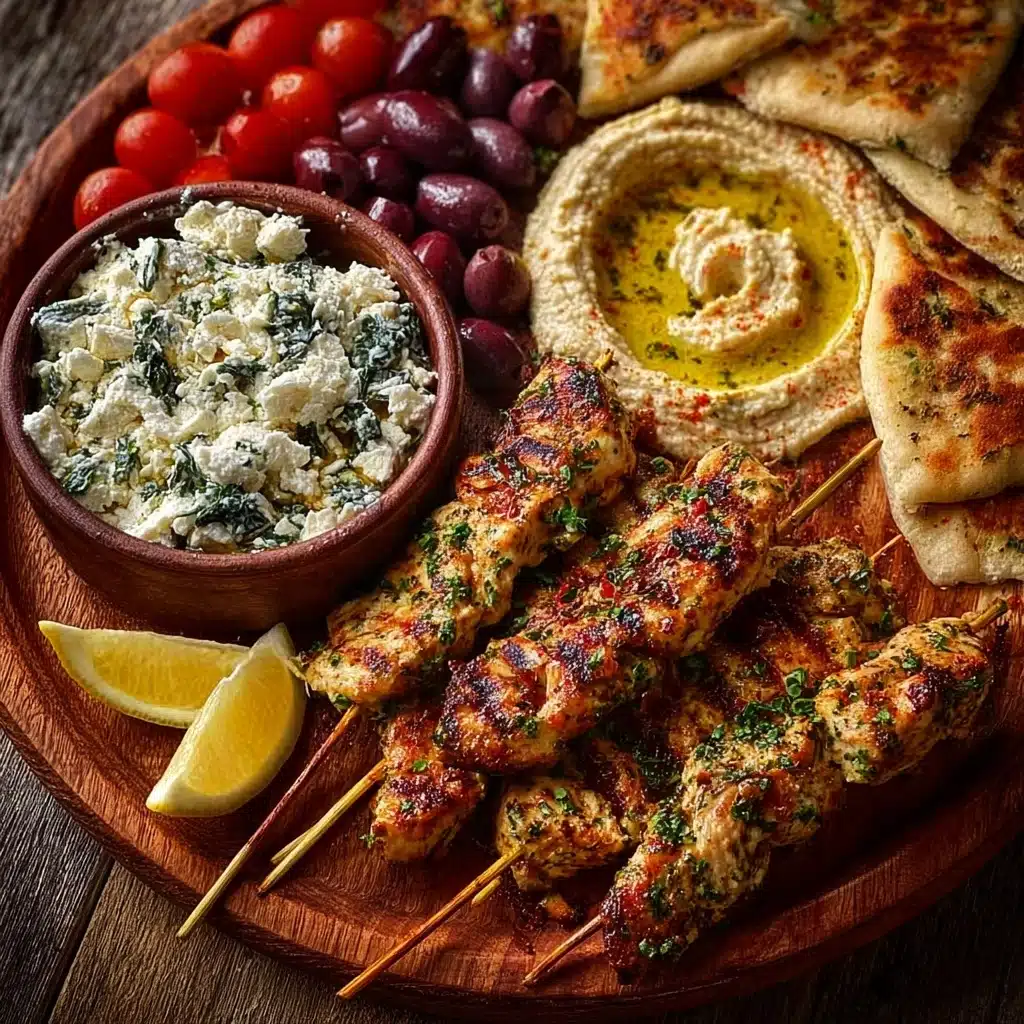 Mediterranean Chicken Skewers with Mezze Sides Recipe