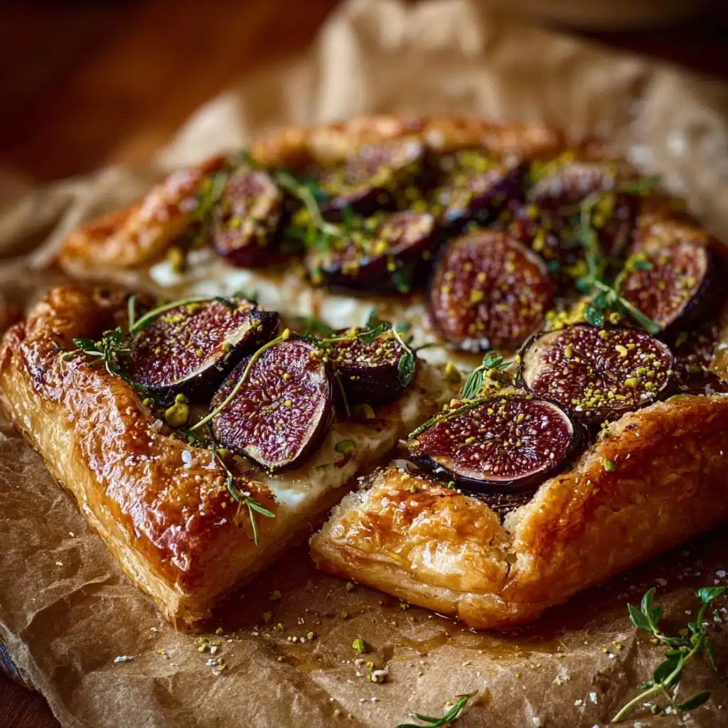 Baked Brie & Fig Tart with Honey Pistachio Dust Recipe - Recipe Image