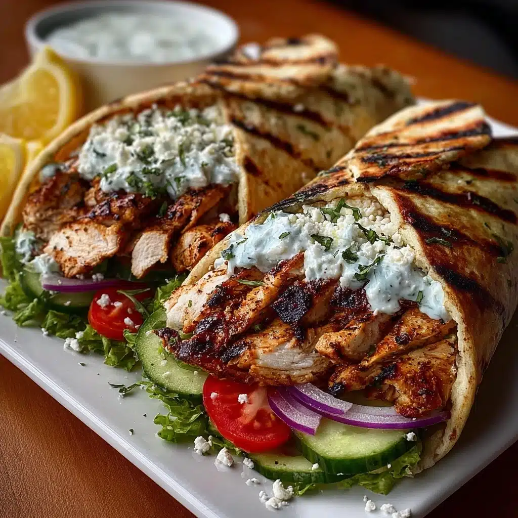 Greek Chicken Wraps with Cucumber Sauce Recipe - Recipe Image