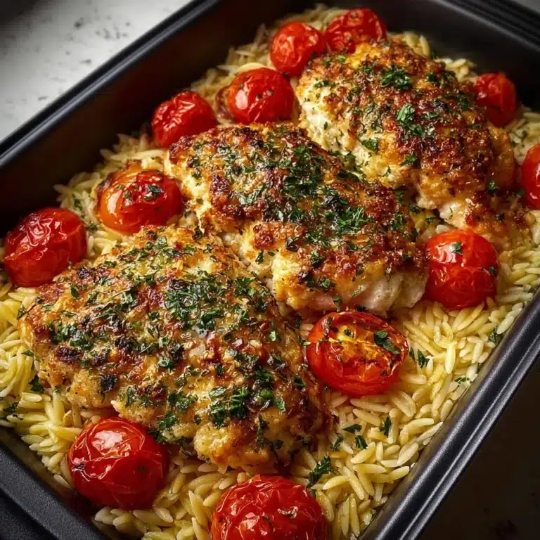 Baked Lemon Feta Chicken with Basil Orzo Recipe