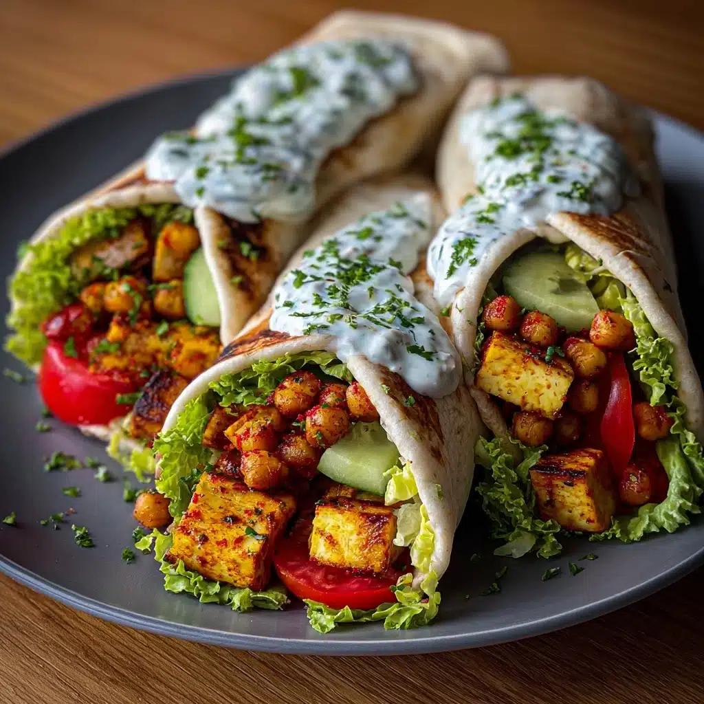 Chickpea & Halloumi Wrap with Veggies & Yogurt Sauce Recipe - Recipe Image