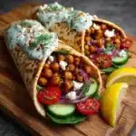 Spiced Chickpea & Feta Wrap with Veggies & Yogurt Sauce Recipe