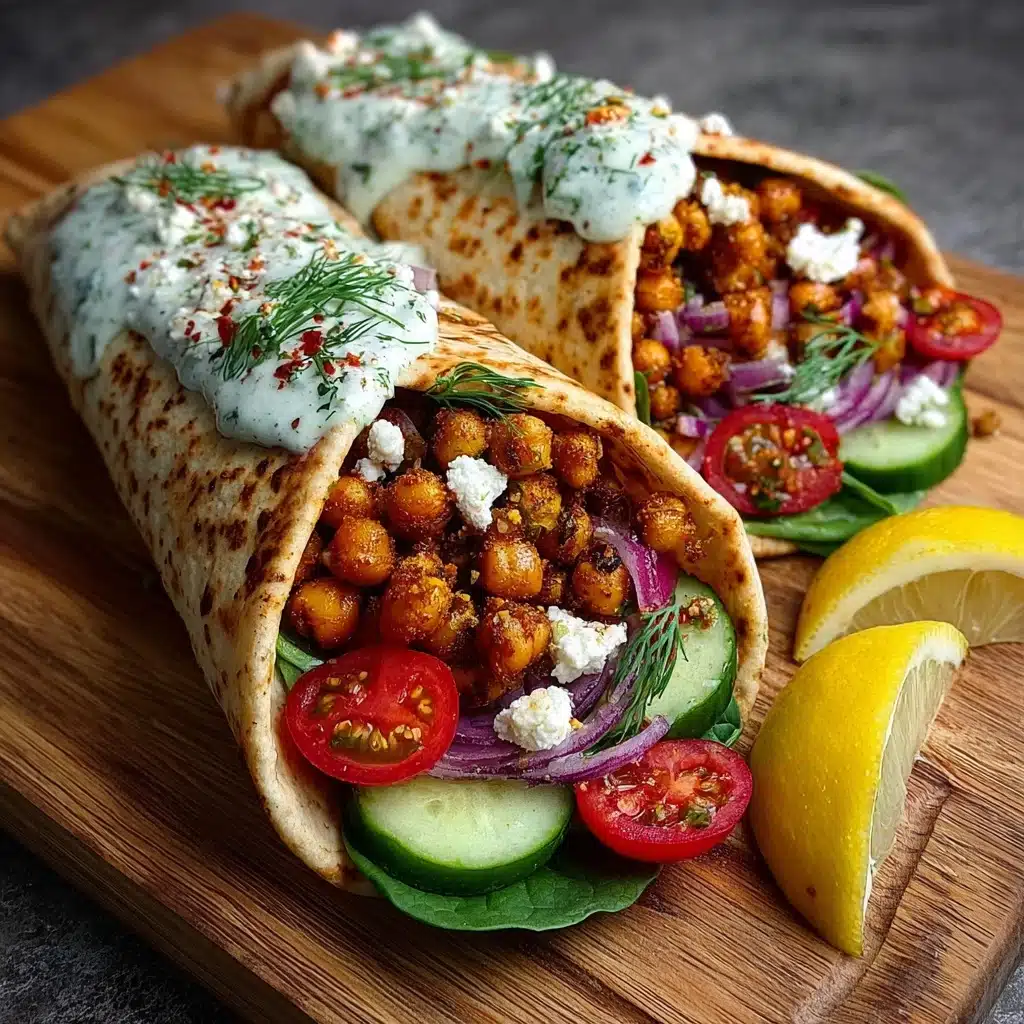 Spiced Chickpea & Feta Wrap with Veggies & Yogurt Sauce Recipe - Recipe Image