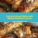 Herb Gravy Chicken with Mashed Potatoes & Glazed Carrots Recipe