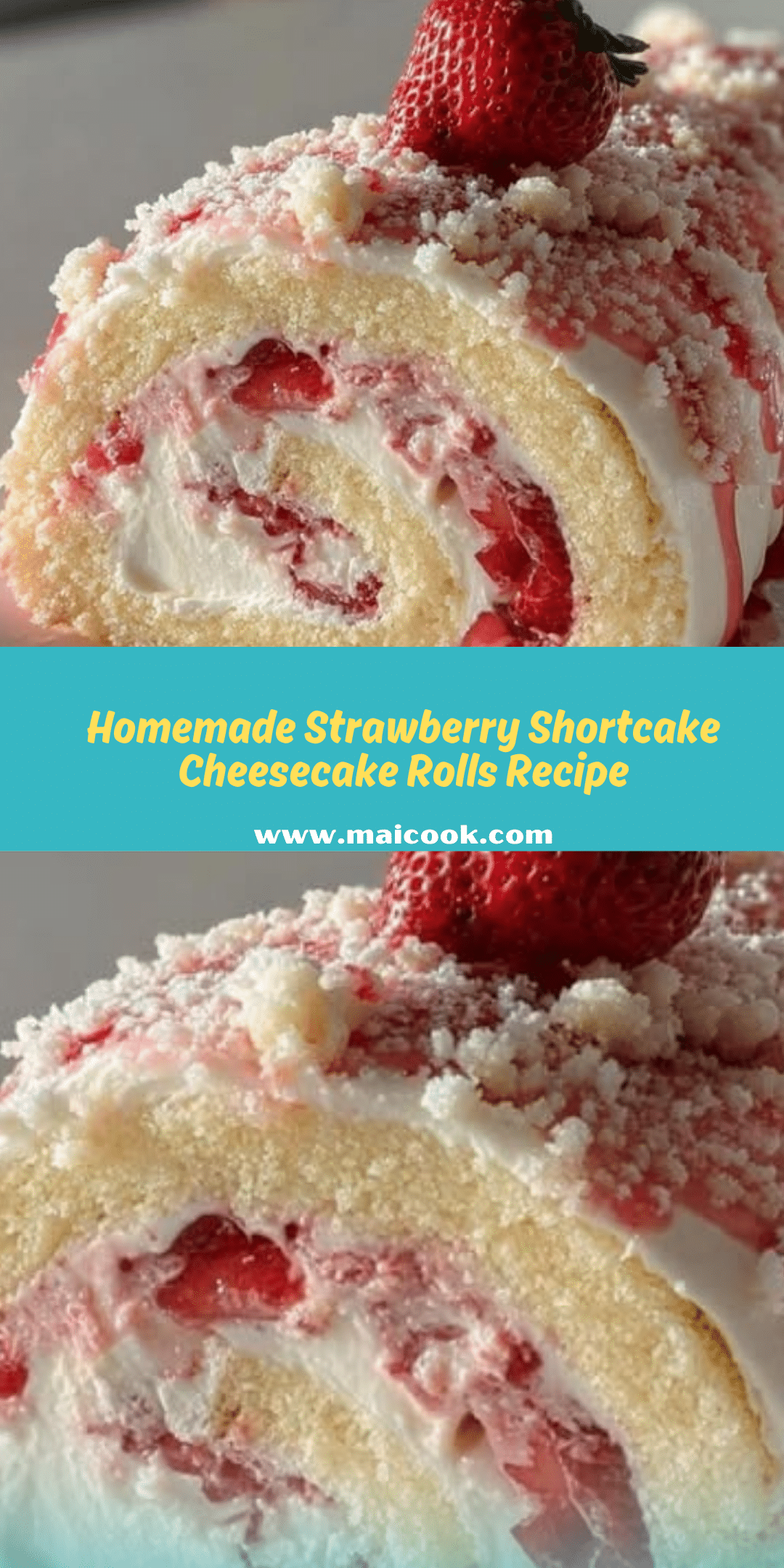 Homemade Strawberry Shortcake Cheesecake Rolls recipe - Recipe Image