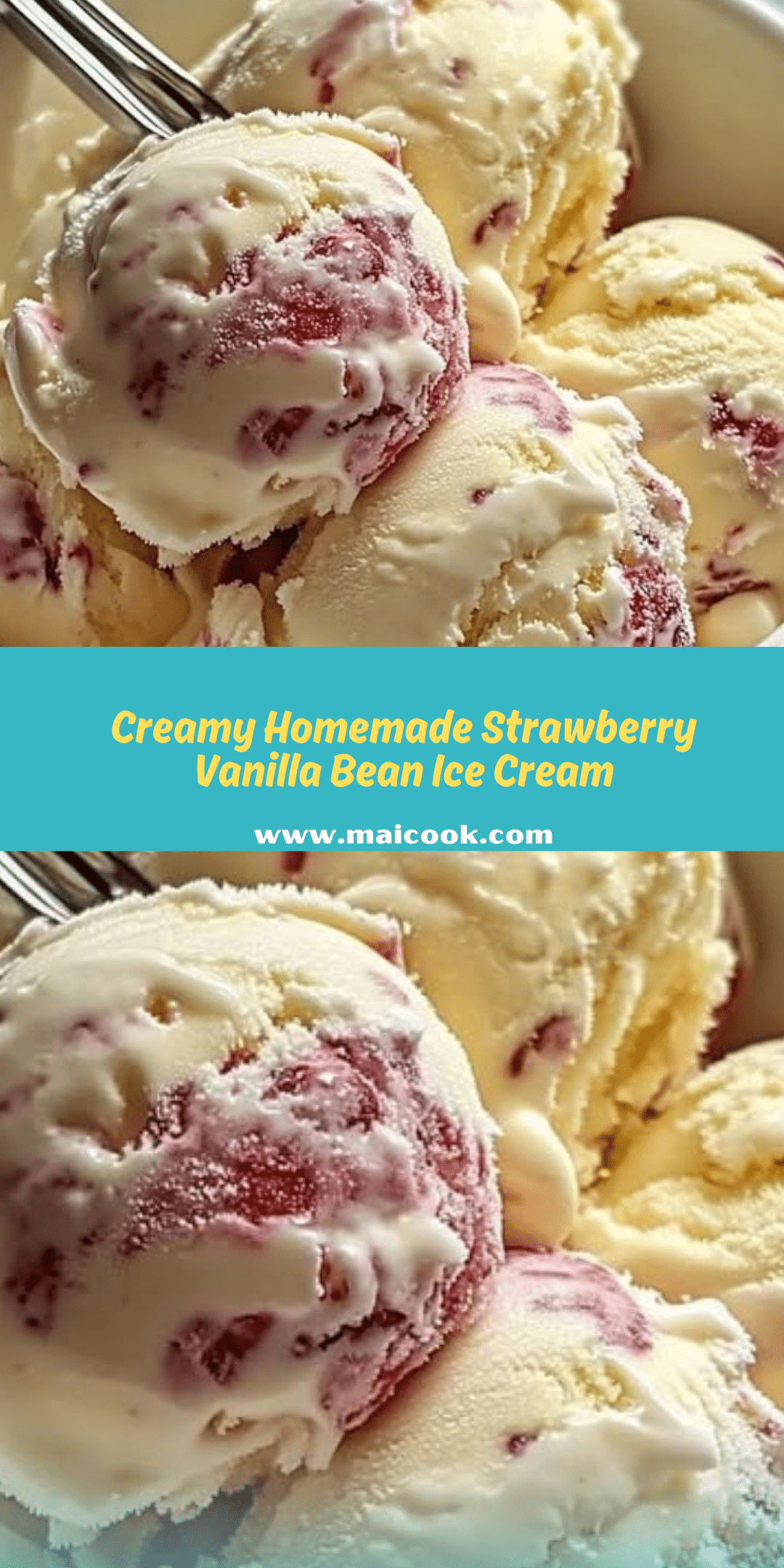 Homemade Strawberry Vanilla Bean Ice Cream Recipe - Recipe Image