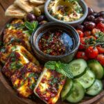 Greek Halloumi Mezze Platter with Hot Honey Drizzle Recipe