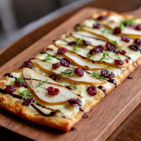 Pear, Brie, and Cranberry Flatbread with Thyme Recipe