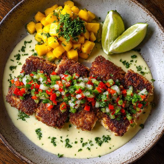 Coconut Lime Fish with Mango Salsa Recipe - Recipe Image