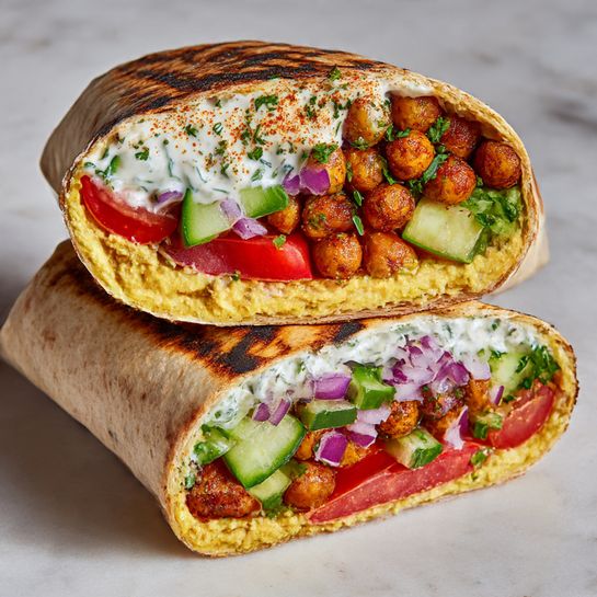 Wrap with Veggies & Garlic Yogurt Sauce Recipe - Recipe Image