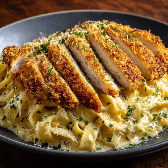 Crispy Chicken Fettuccine Alfredo Recipe - Recipe Image