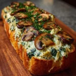 Cheesy Spinach Artichoke & Mushroom Stuffed Baguette Recipe