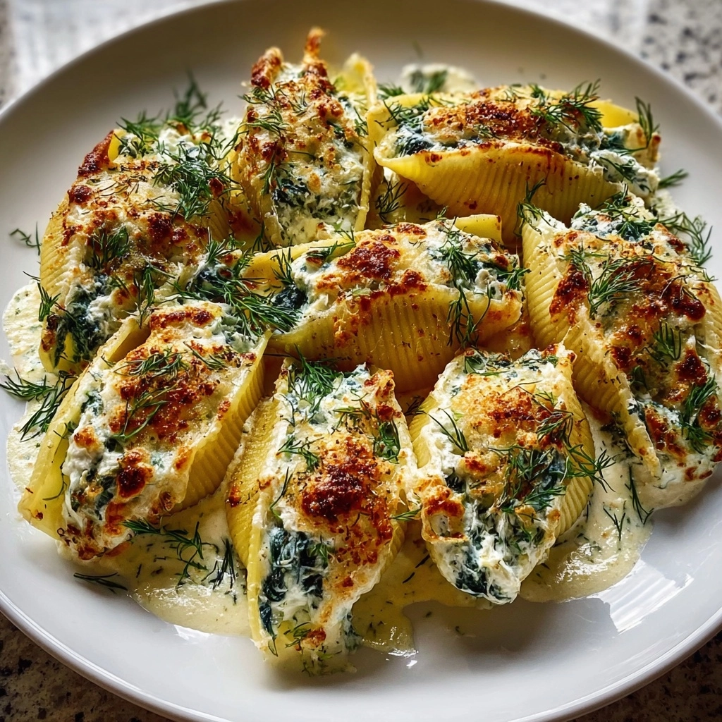Greek Stuffed Shells with Spinach, Feta & Lemon Cream Recipe - Recipe Image