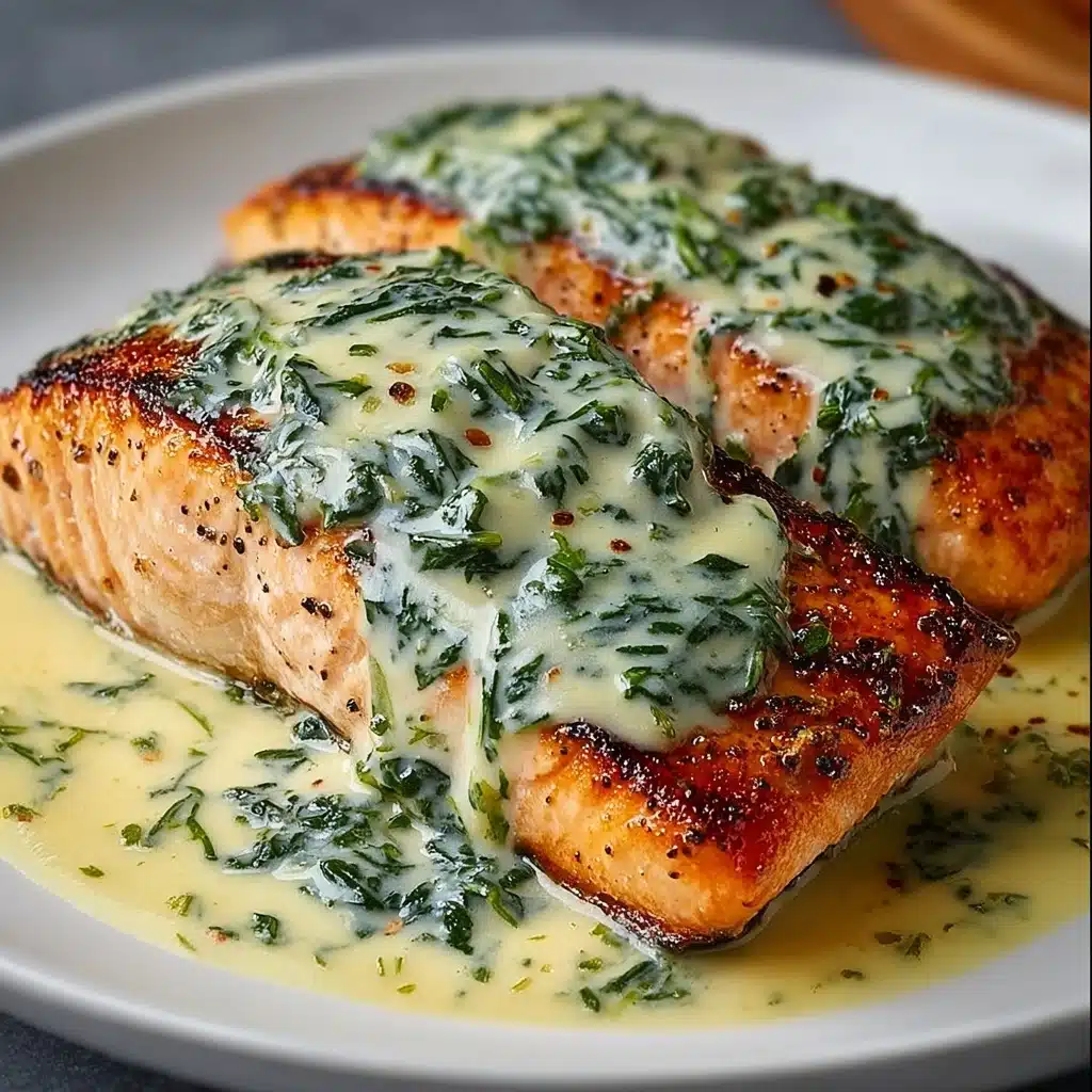 Salmon with Creamy Spinach Sauce Recipe - Recipe Image