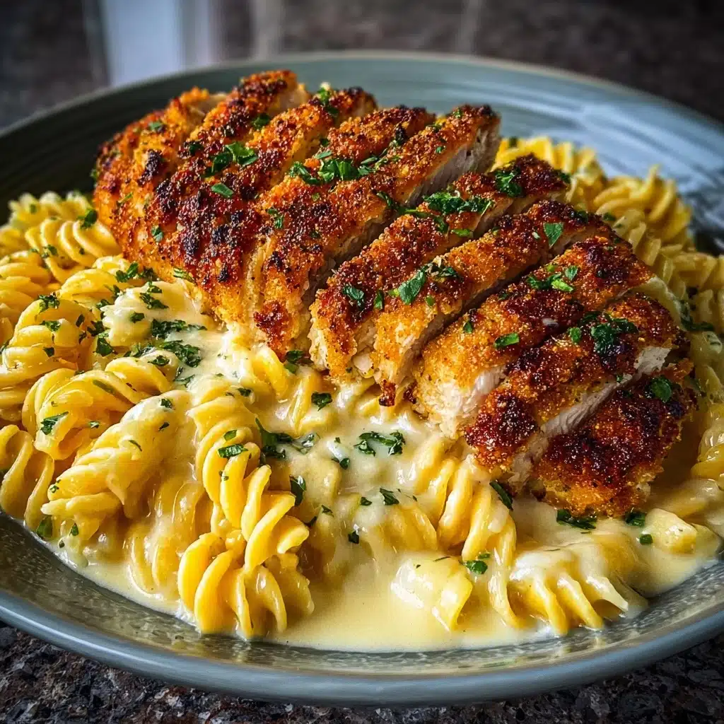 Creamy Garlic Parmesan Chicken with Cheesy Twisted Pasta Recipe