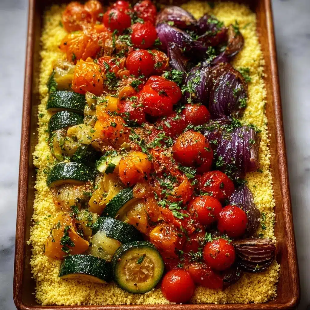 In a large bowl, combine roasted vegetables with cooked couscous Recipe - Recipe Image