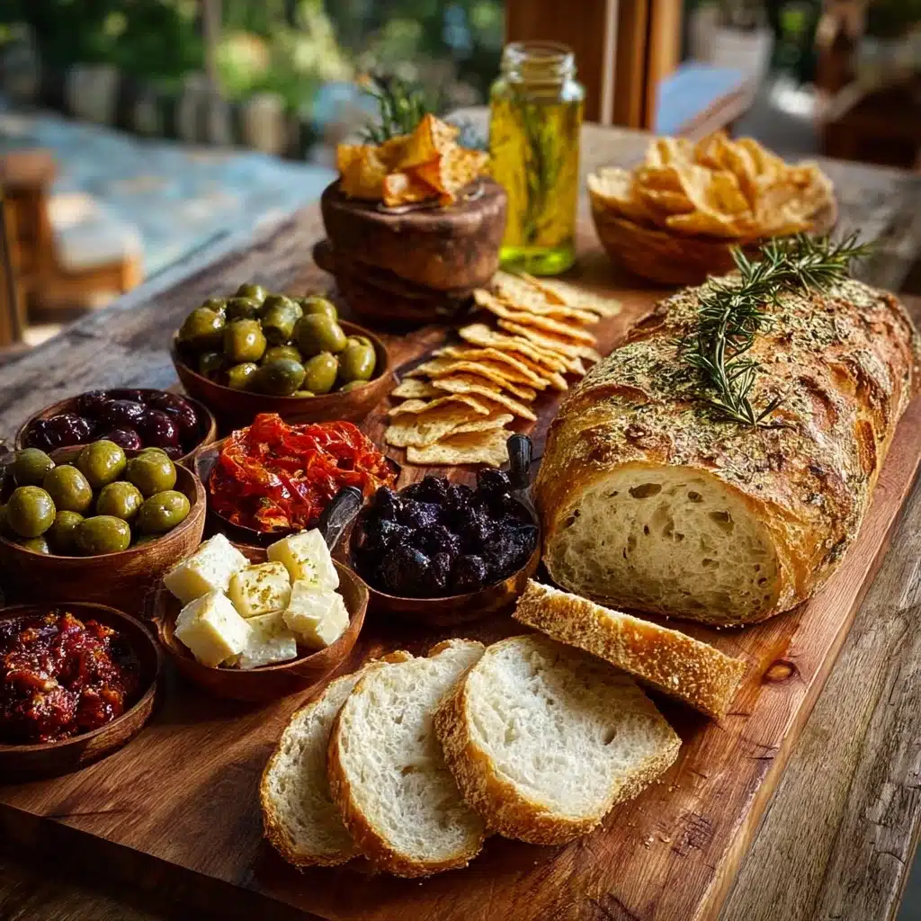 Rustic Mediterranean Bread and Olive Board Recipe - Recipe Image
