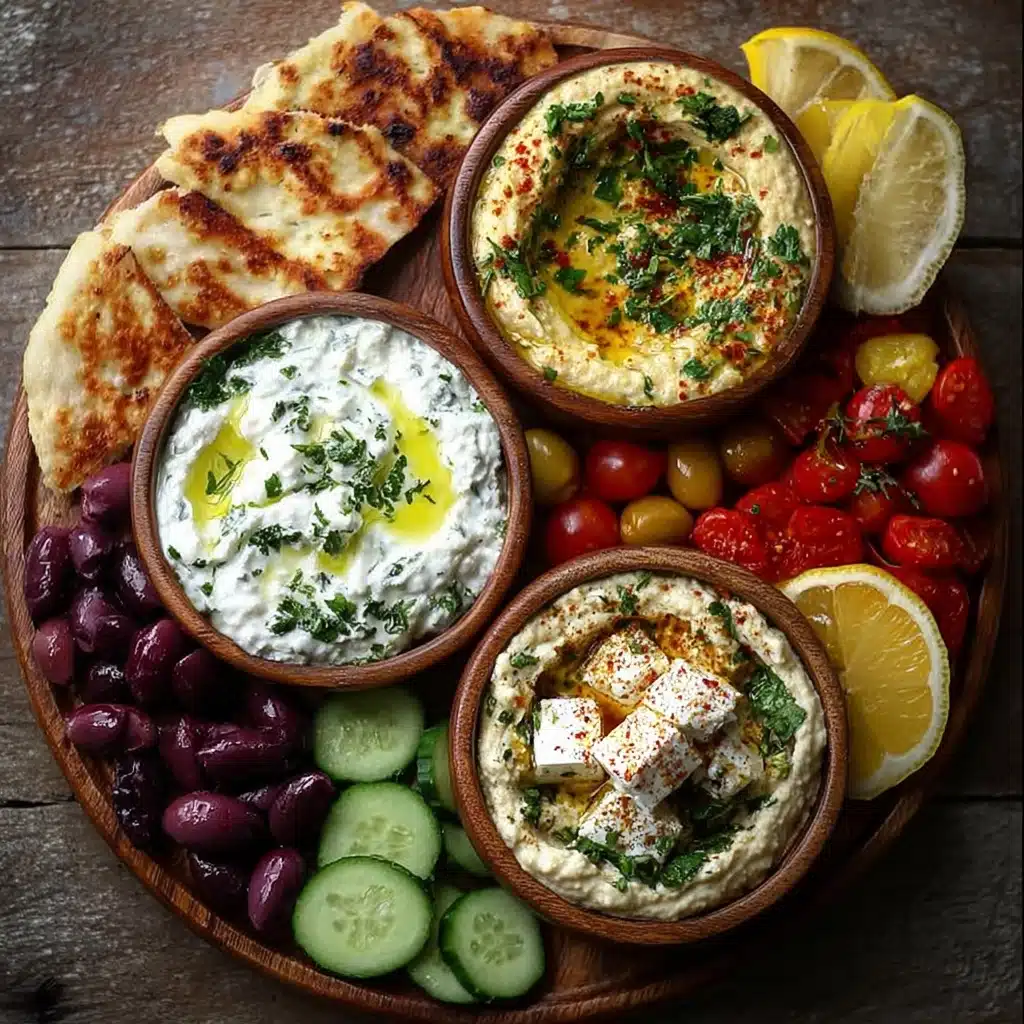 Mediterranean Grazing Board with Lemon Garlic Dips Recipe - Recipe Image