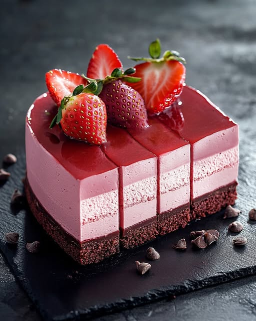 Ruby Chocolate Strawberry Mousse Cake Recipe - Recipe Image