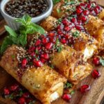 Crispy Fried Feta Rolls with Hot Chili Pomegranate Glaze Recipe