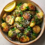 Crispy Lemon Parmesan Roasted Brussels Sprouts Recipe
