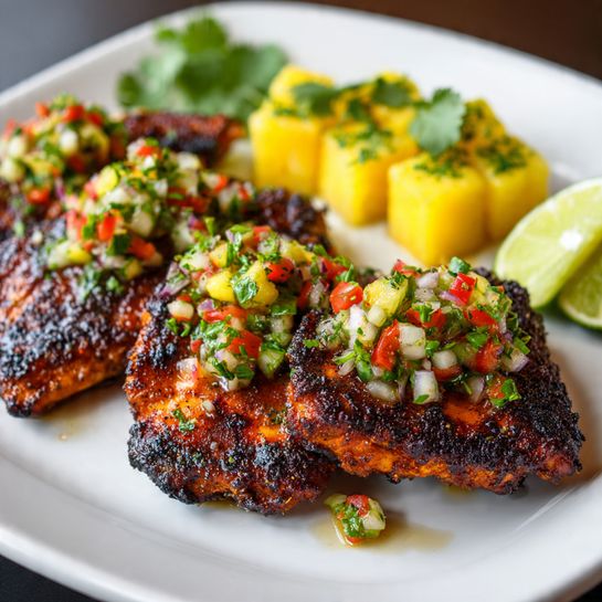 Caribbean Jerk Chicken with Pineapple Salsa Recipe - Recipe Image