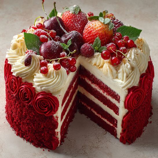 Red Velvet Wreath Cake Recipe - Recipe Image