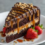 Chocolate Cake with Caramel, Strawberry & Peanut Topping Recipe