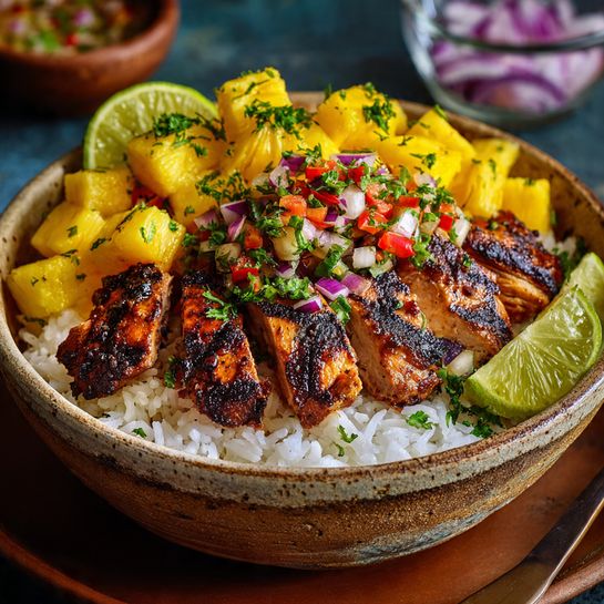 Caribbean Jerk Chicken with Pineapple Salsa Recipe - Recipe Image