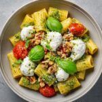 Lemon Pesto Rigatoni with Burrata & Walnuts Recipe
