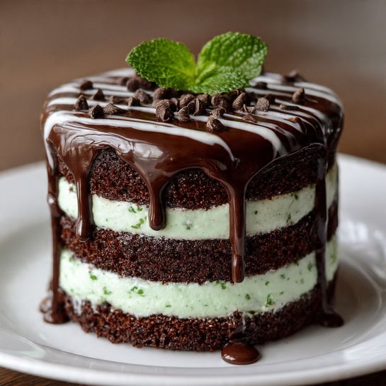 Mint Chocolate Cheesecake Cake Recipe - Recipe Image