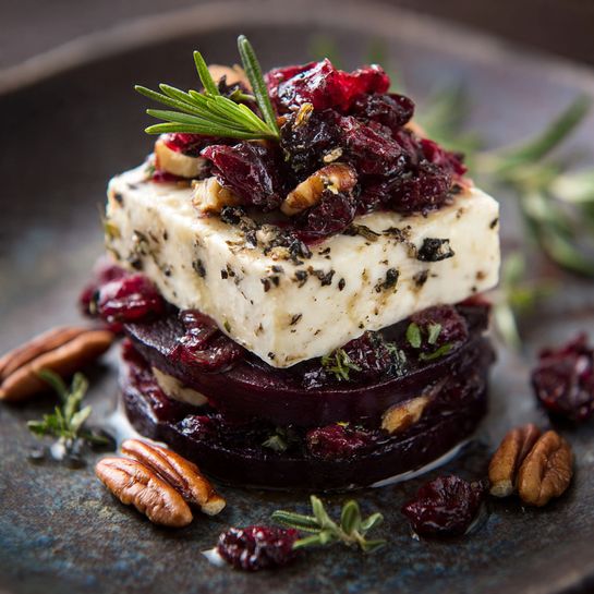 Roasted Beet Rounds with Brie, Cranberry & Pecans Recipe - Recipe Image