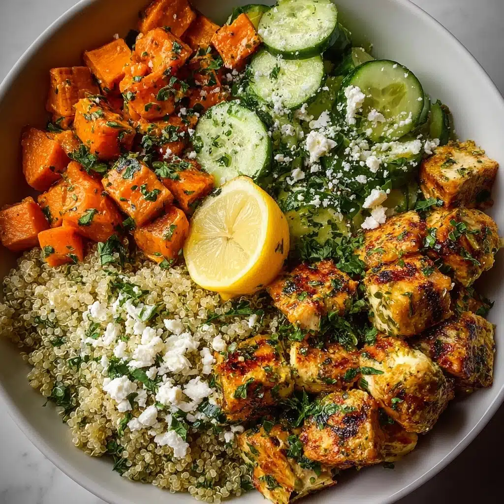 Lemon Garlic Chicken Bowl with Sweet Potato & Feta Recipe - Recipe Image