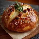 No-Knead Cranberry & Rosemary Bread with Lemon Butter Recipe