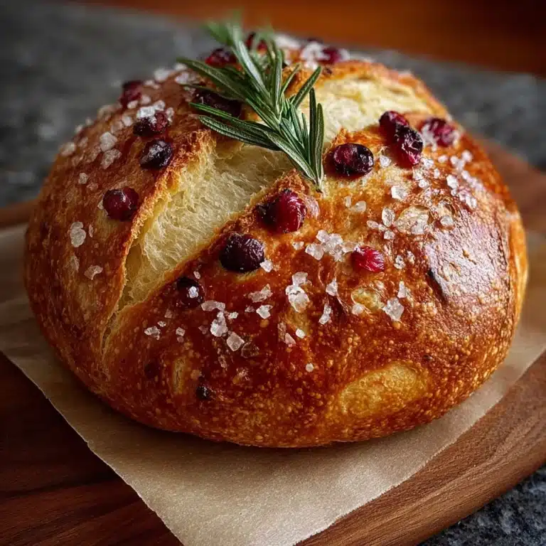 No-Knead Cranberry & Rosemary Bread with Lemon Butter Recipe