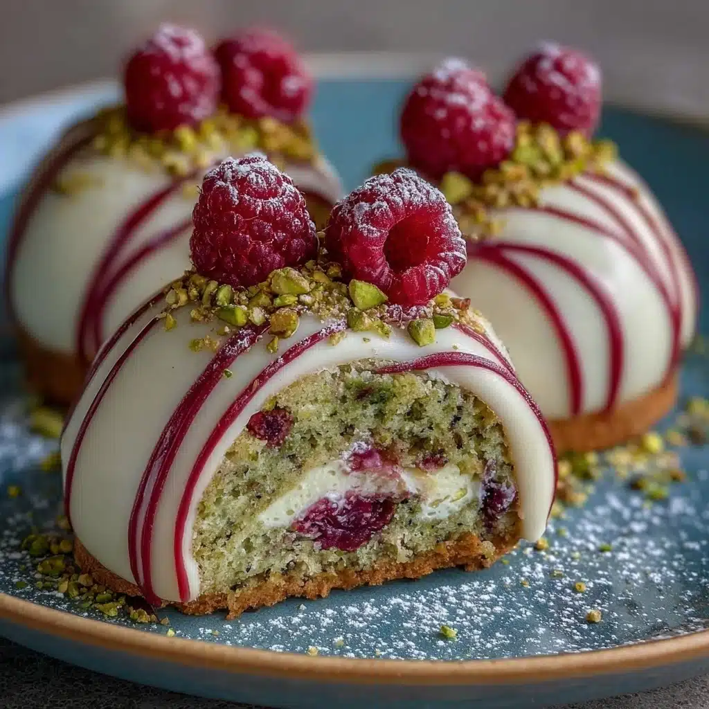 Pistachio Cheesecake Domes with Raspberry Surprise Recipe - Recipe Image
