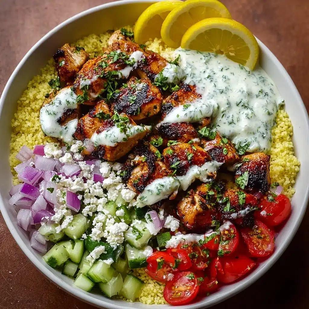 Greek Chicken Souvlaki Bowls with Creamy Feta Sauce Recipe