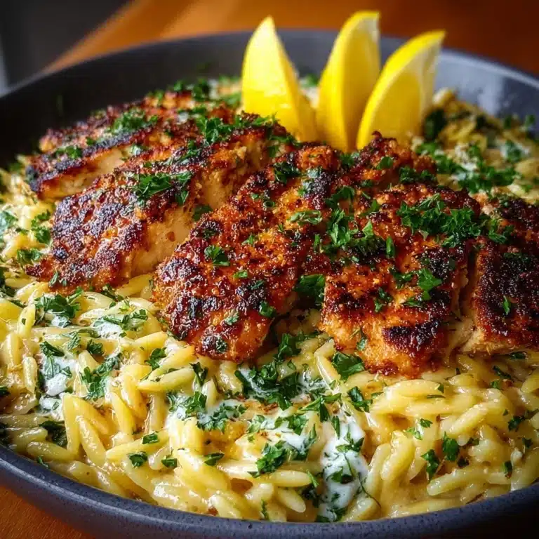 Lemon Butter Dijon Chicken and Orzo with Feta Sauce Recipe