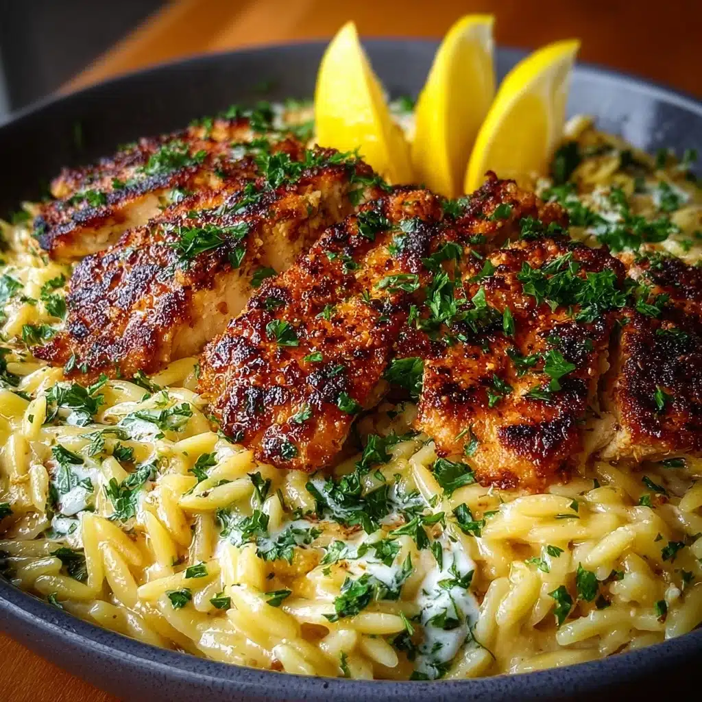 Lemon Butter Dijon Chicken and Orzo with Feta Sauce Recipe - Recipe Image