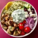 Greek Chicken Souvlaki Bowls with Herbed Yogurt Sauce Recipe