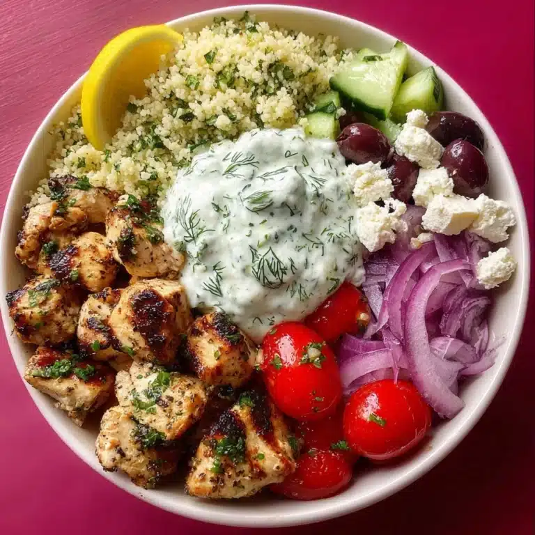 Greek Chicken Souvlaki Bowls with Herbed Yogurt Sauce Recipe