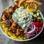Greek Chicken Souvlaki Bowls with Tzatziki Sauce Recipe