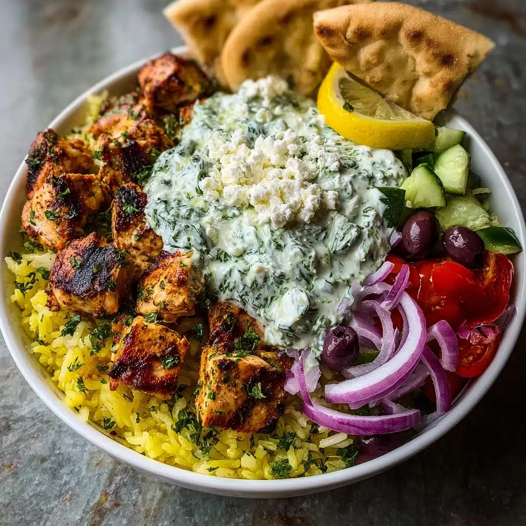 Greek Chicken Souvlaki Bowls with Tzatziki Sauce Recipe