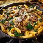 Parmesan Spinach Mushroom Pasta Skillet Recipe