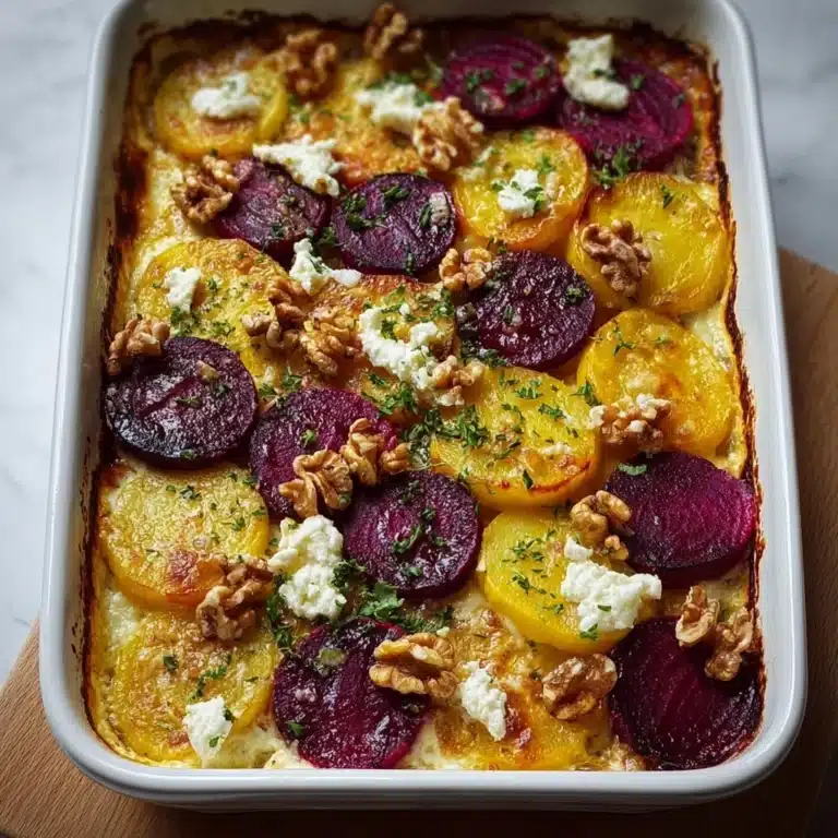 Layered Beet & Potato Gratin with Goat Cheese & Walnuts Recipe