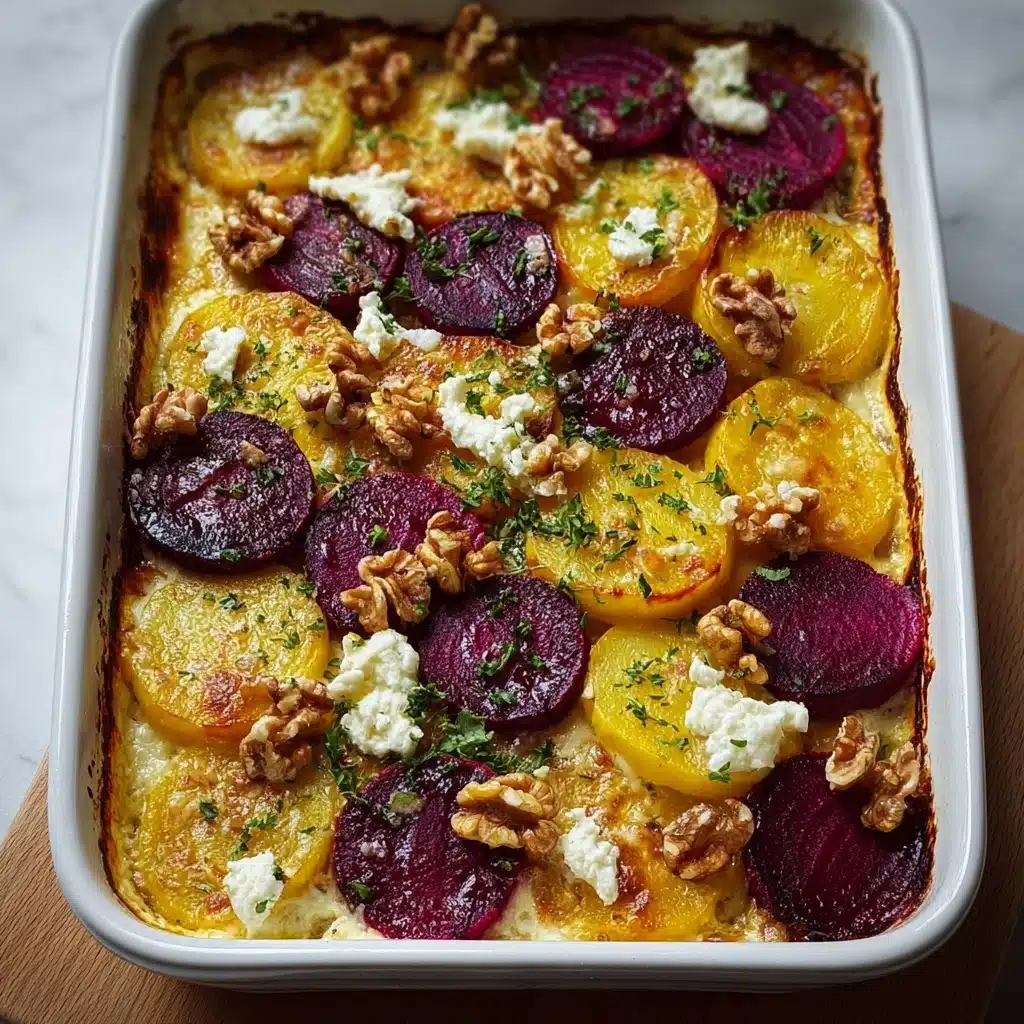 Layered Beet & Potato Gratin with Goat Cheese & Walnuts Recipe - Recipe Image