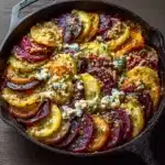 Layered Beet & Yukon Gold Potato Gratin with Feta Crumble Recipe