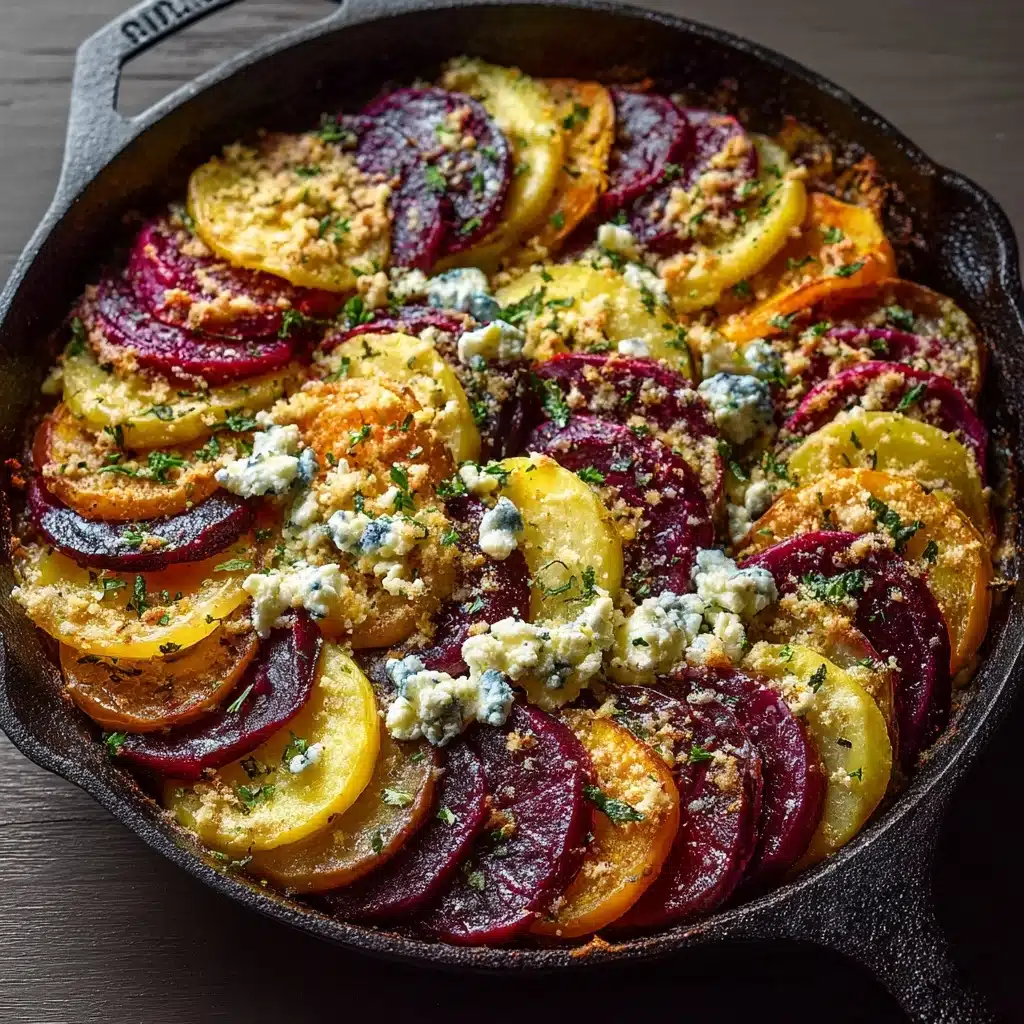 Layered Beet & Yukon Gold Potato Gratin with Feta Crumble Recipe - Recipe Image